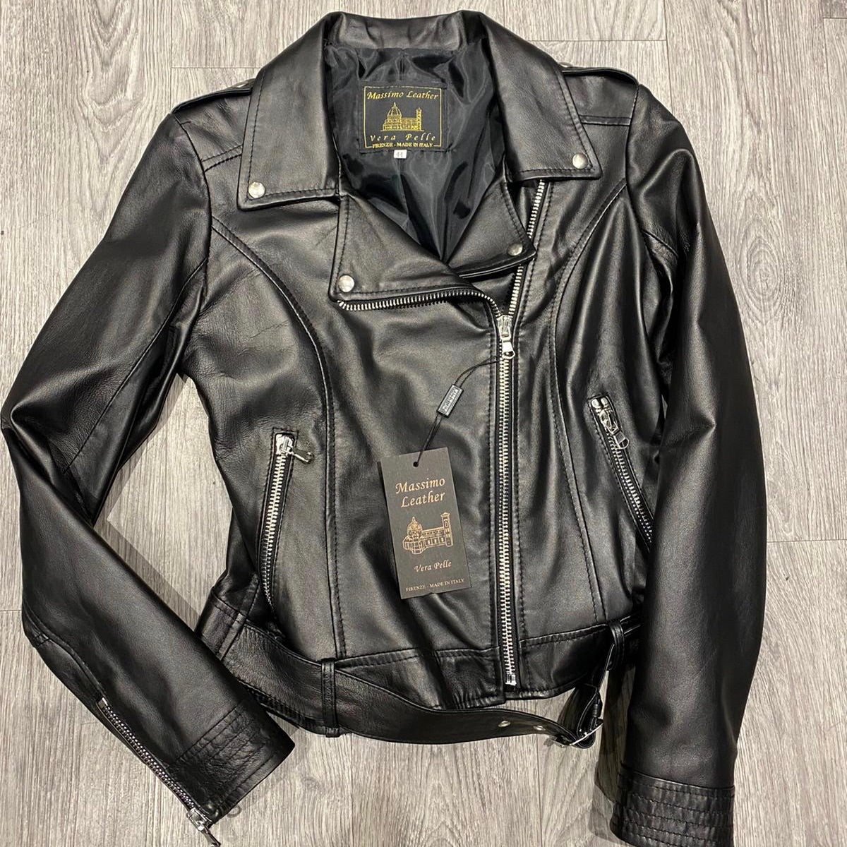 BIKER GREY Women s Leather Jacket massimoleatherflorence